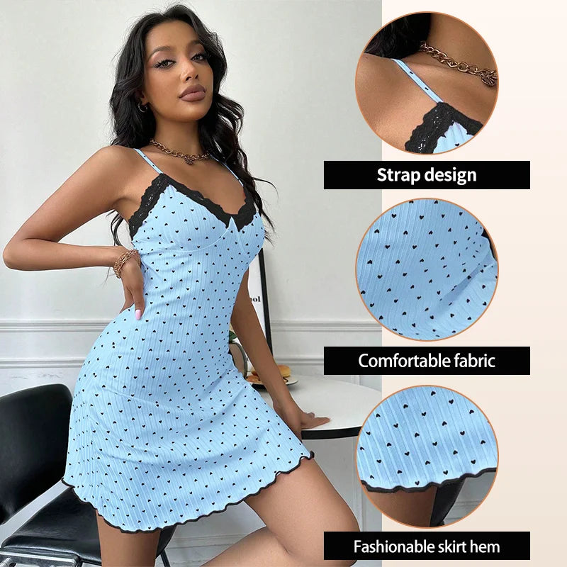 Women's Nightdress Love Pattern Pajamas Loungewear