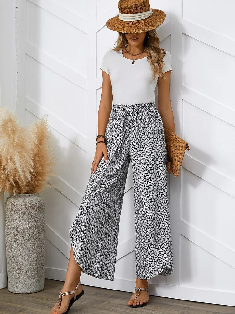 Women's French Style Full Print Waist