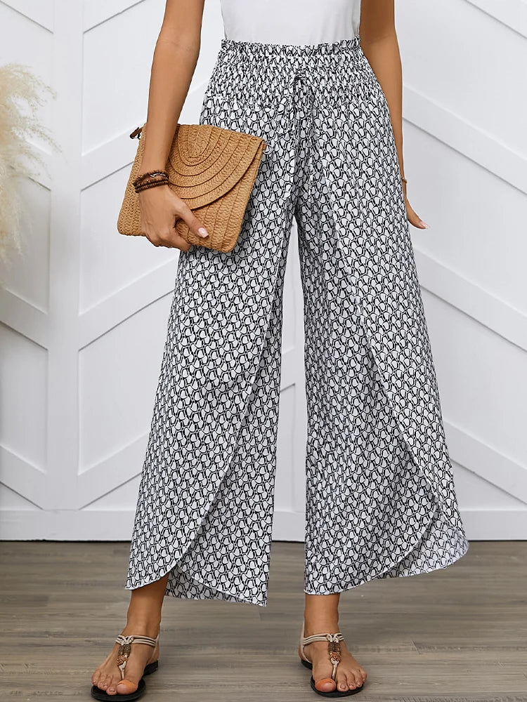 Women's French Style Full Print Waist