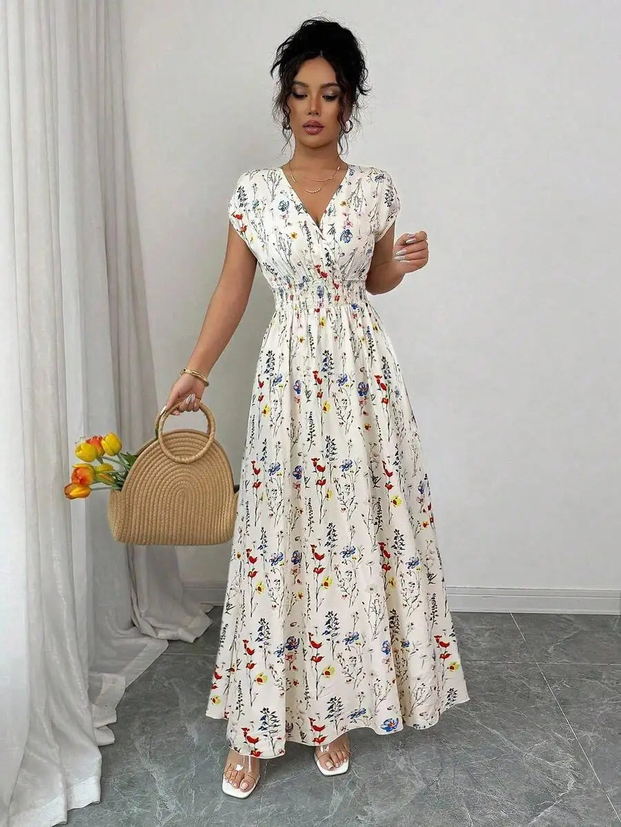 Women's Ditsy Floral V-Neck Sleeveless Dress