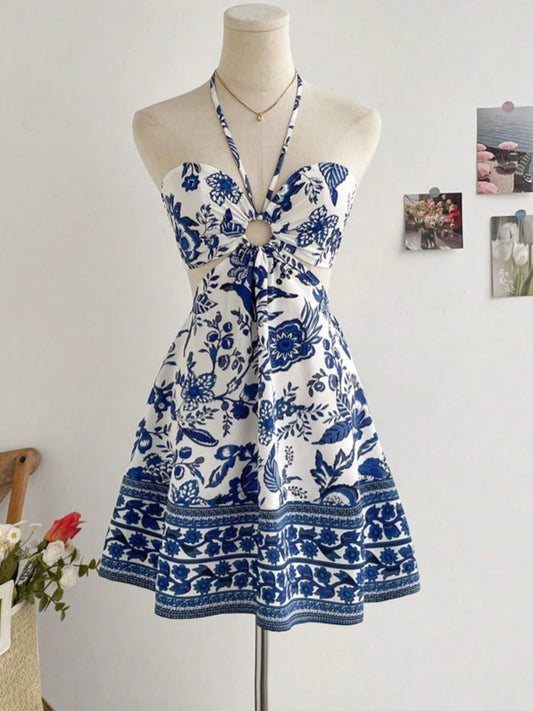 Women's Romantical Floral Print Halter