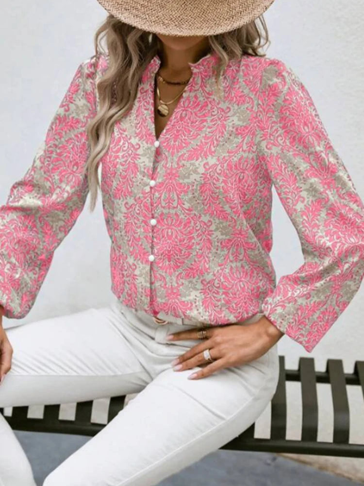 Women's Long Sleeve Shirt V-Neck