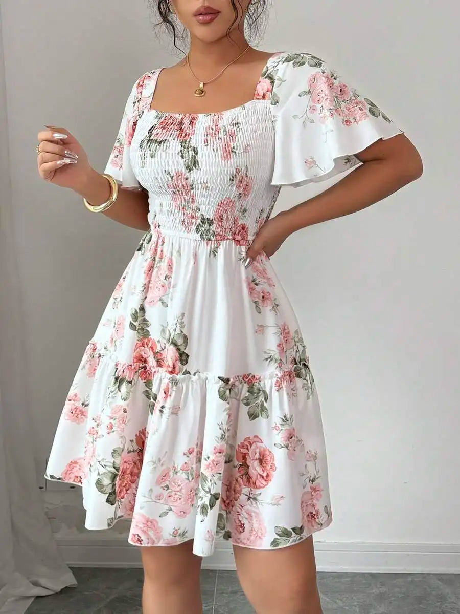 Women Floral Print Casual Dress