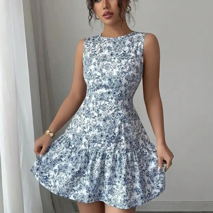 Blue And White Floral Dress