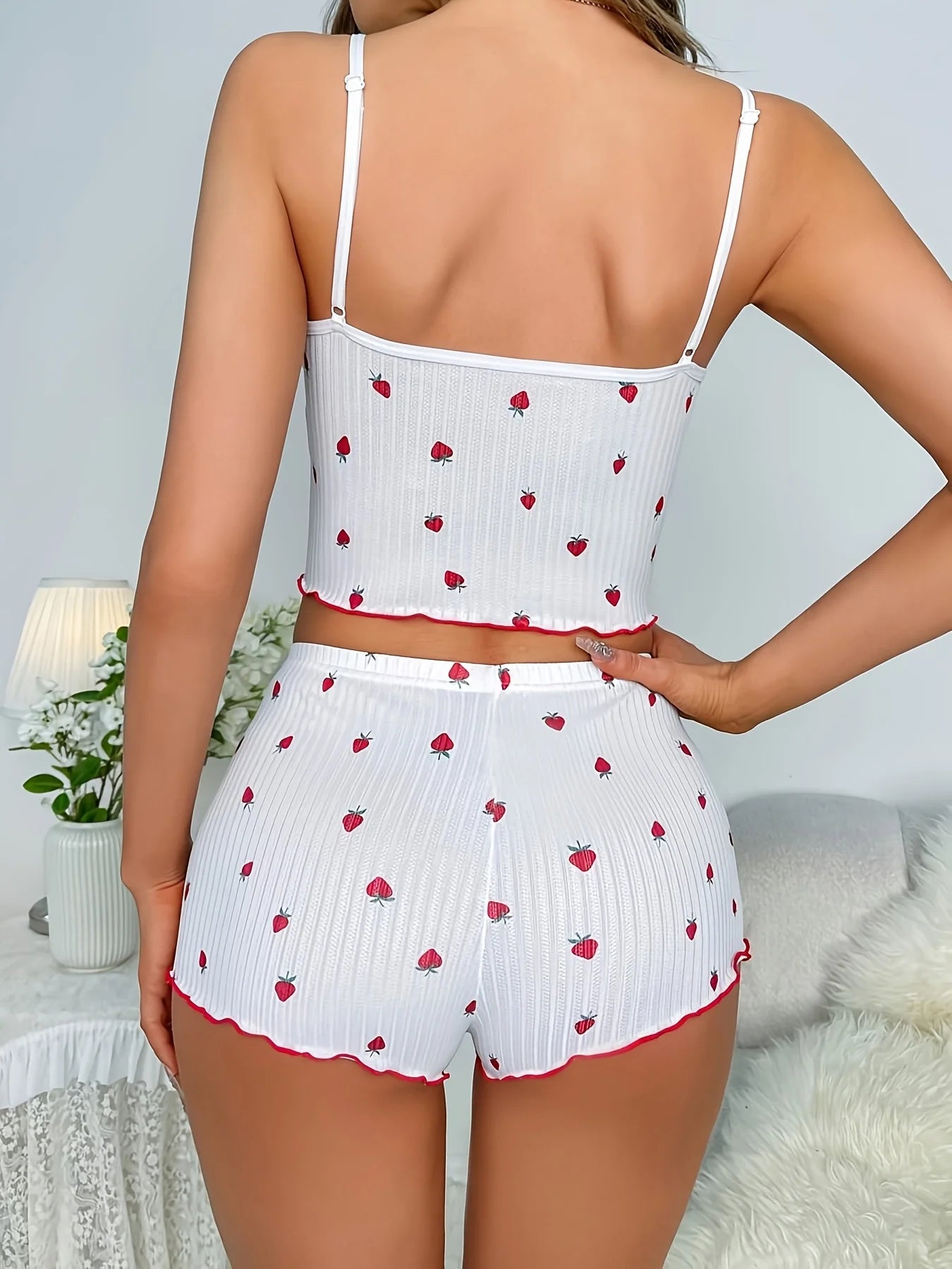 Women's Lace Trim Sleeveless Pajamas Set