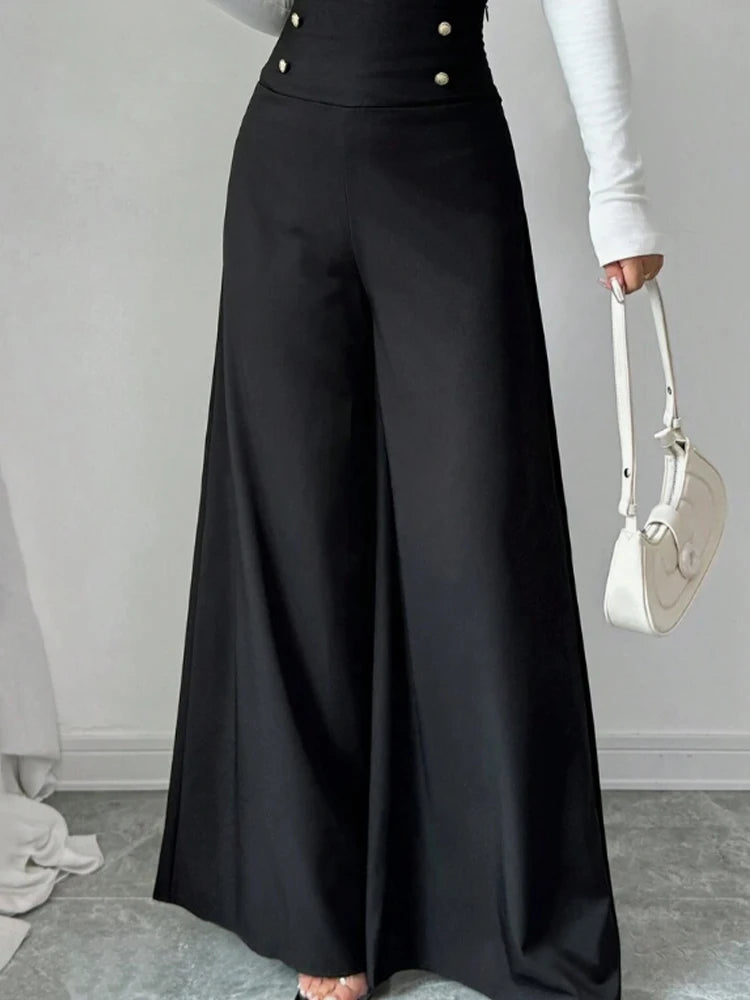 Women's Solid Color Wide-Leg Pants