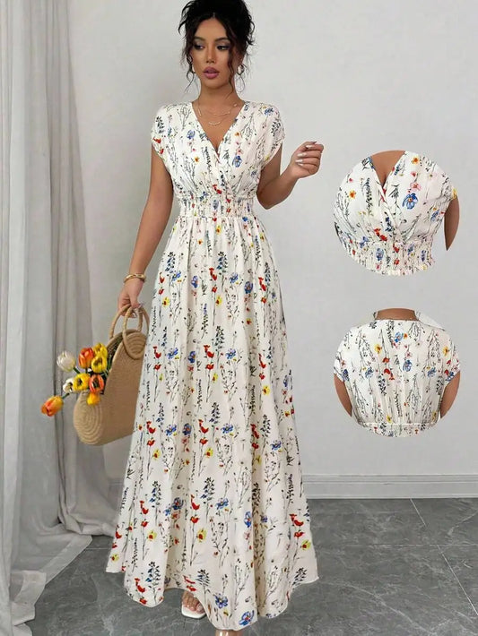 Women's Ditsy Floral V-Neck Sleeveless Dress