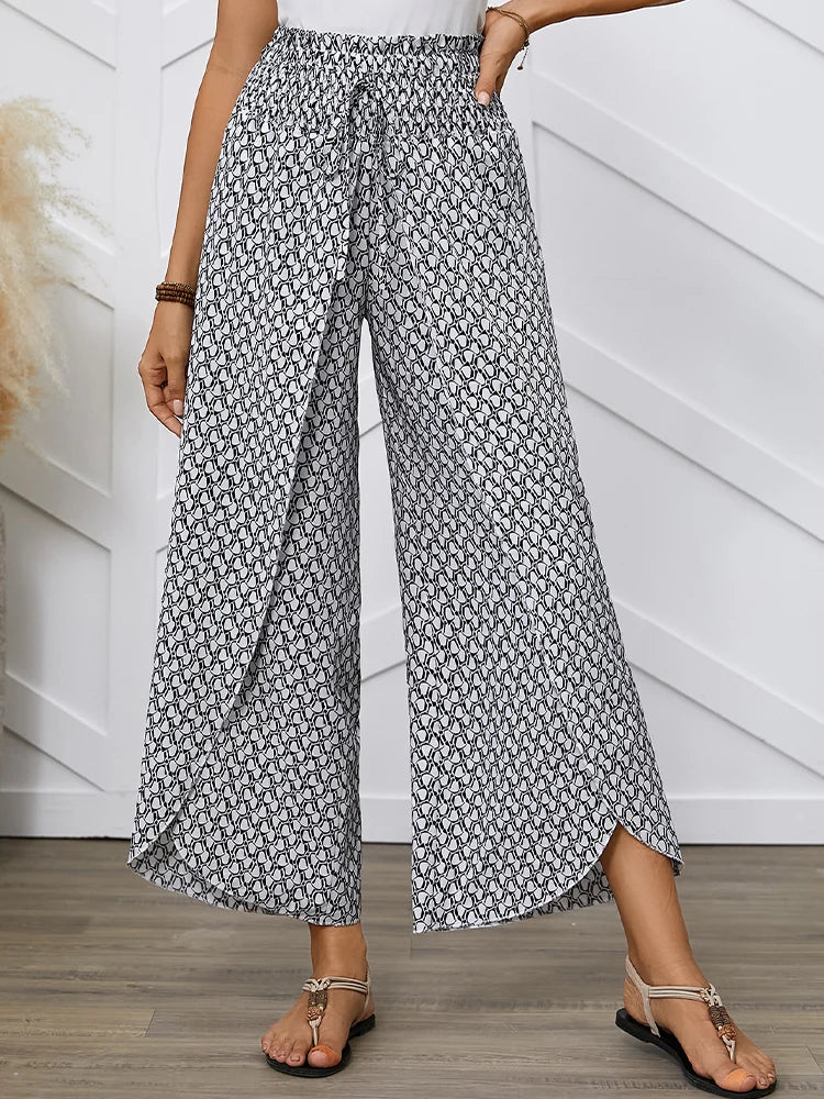 Women's French Style Full Print Waist