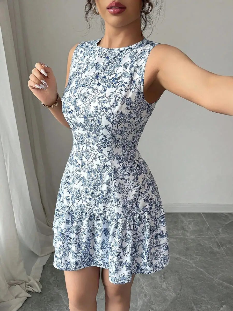 Blue And White Floral Dress