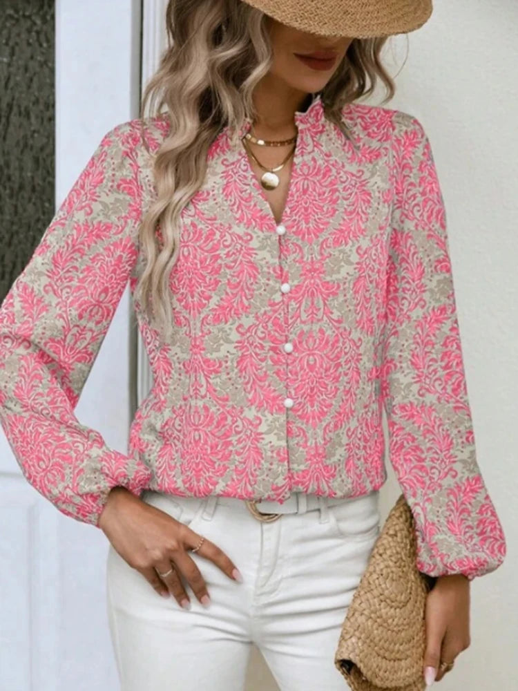 Women's Long Sleeve Shirt V-Neck