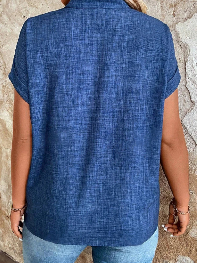 Notched V-Neck and Batwing Sleeves