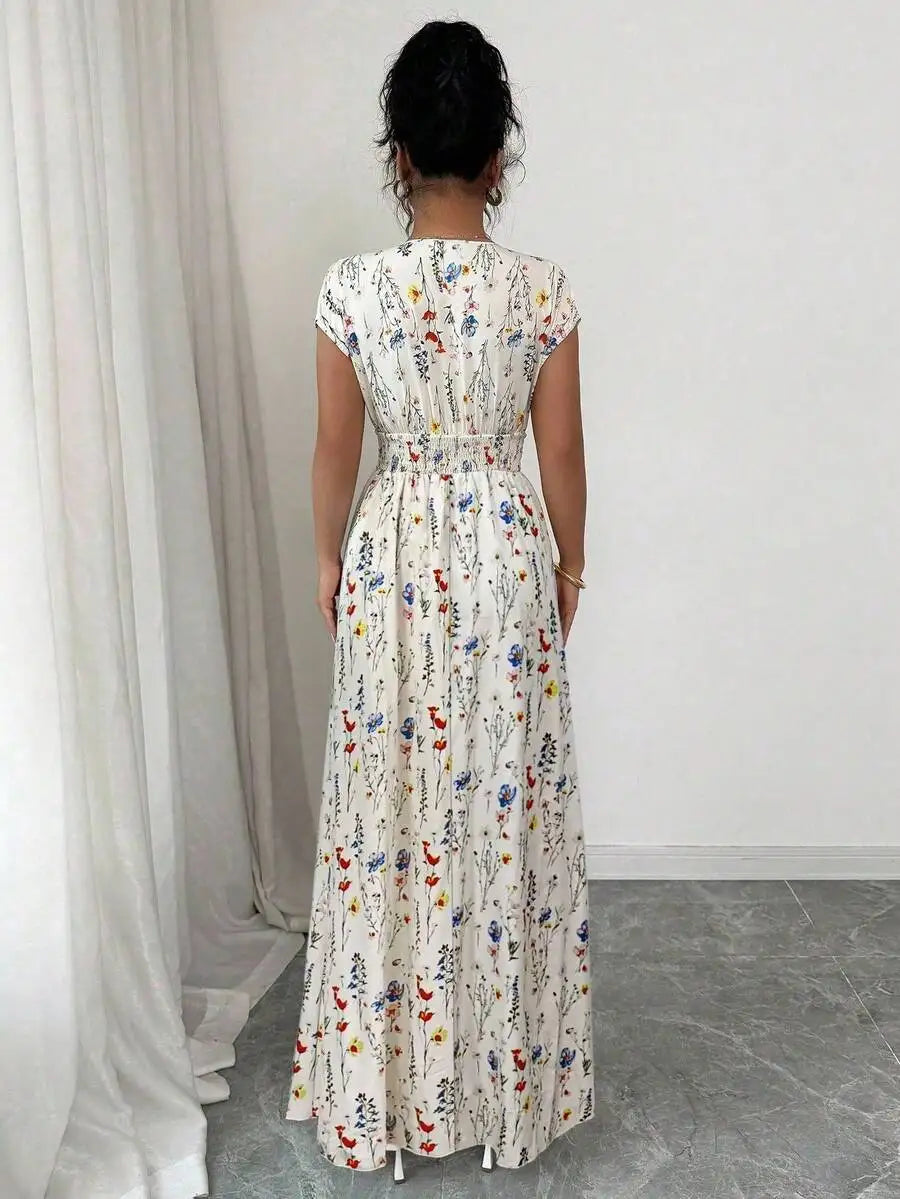Women's Ditsy Floral V-Neck Sleeveless Dress