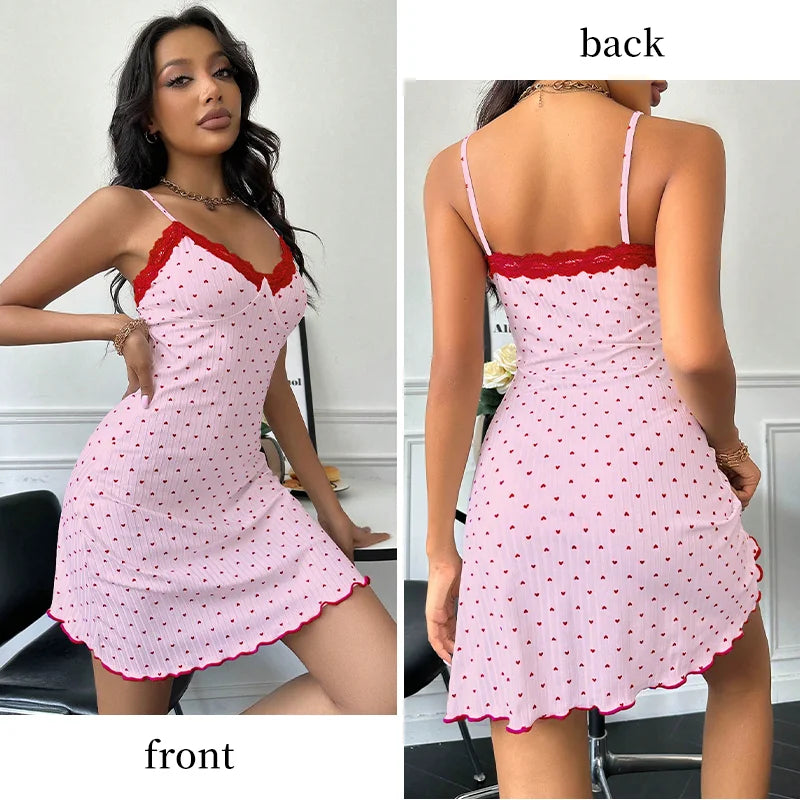 Women's Nightdress Love Pattern Pajamas Loungewear