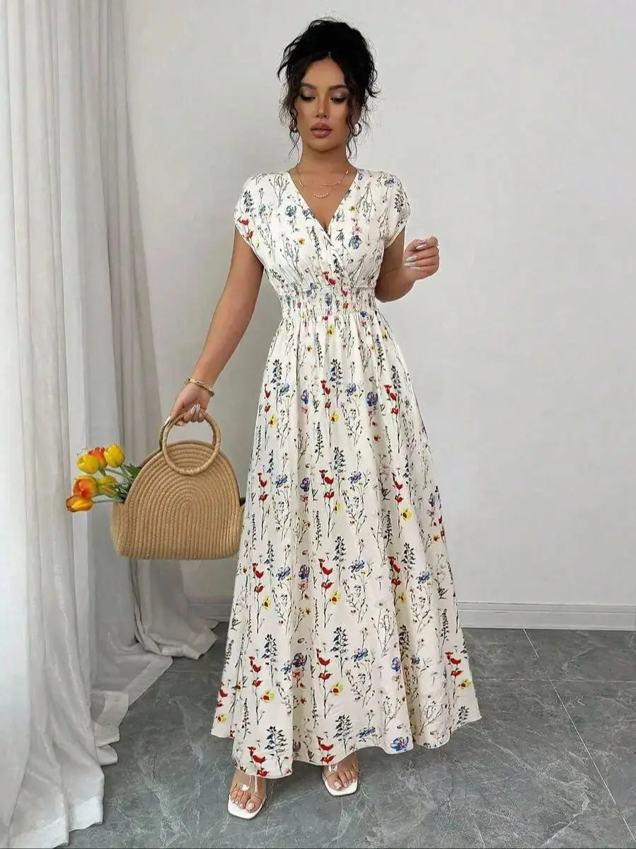 Women's Ditsy Floral V-Neck Sleeveless Dress