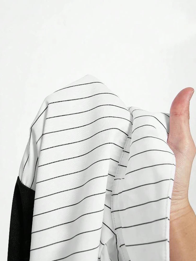 Women's Striped Spliced Lapel Shirt