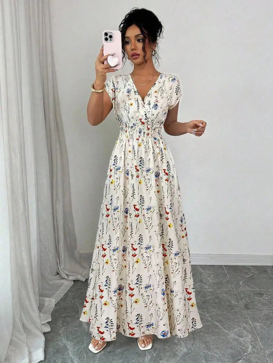 Women's Ditsy Floral V-Neck Sleeveless Dress