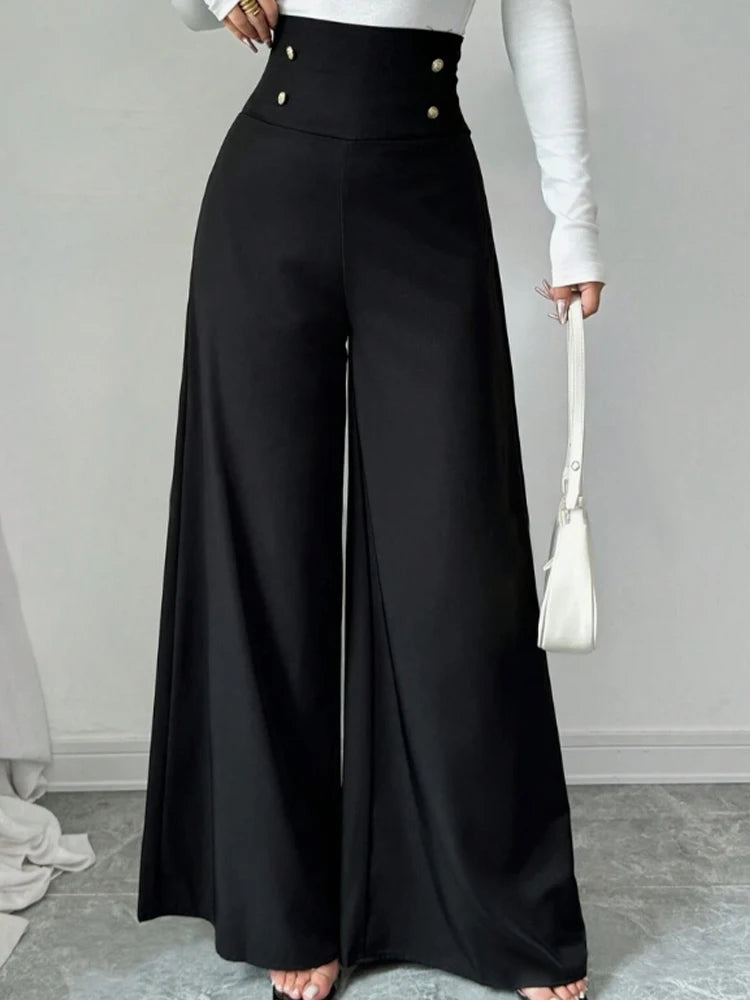 Women's Solid Color Wide-Leg Pants