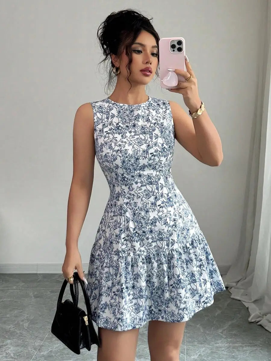 Blue And White Floral Dress