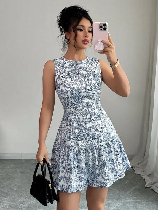 Blue And White Floral Dress