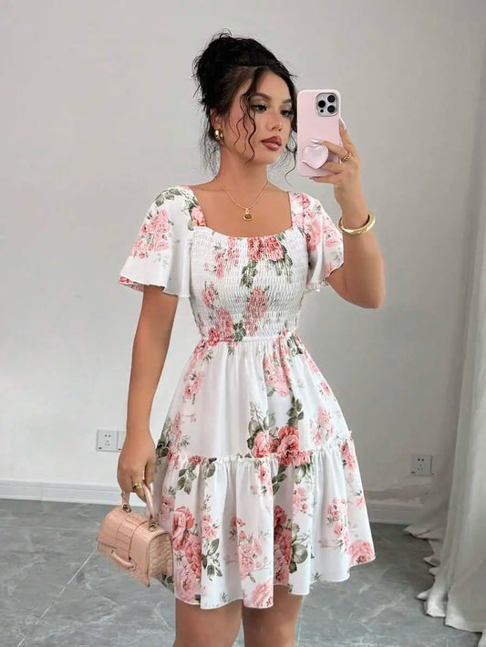 Women Floral Print Casual Dress