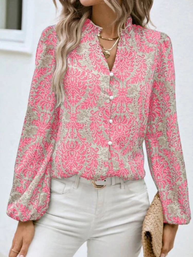 Women's Long Sleeve Shirt V-Neck