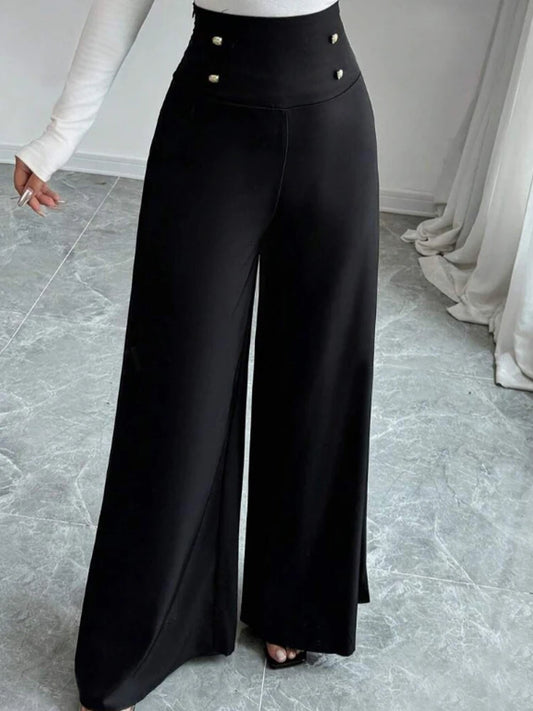 Women's Solid Color Wide-Leg Pants