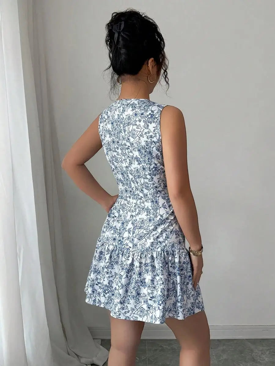 Blue And White Floral Dress