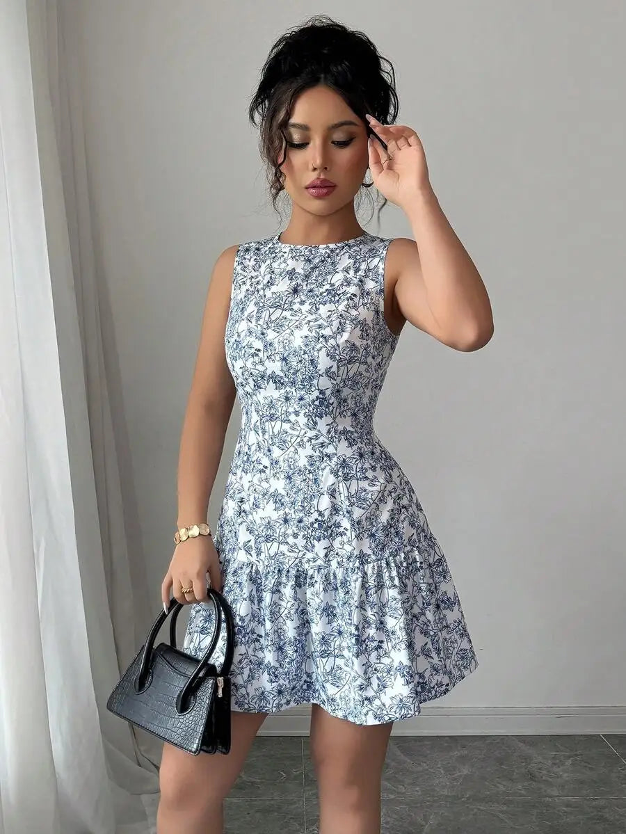 Blue And White Floral Dress